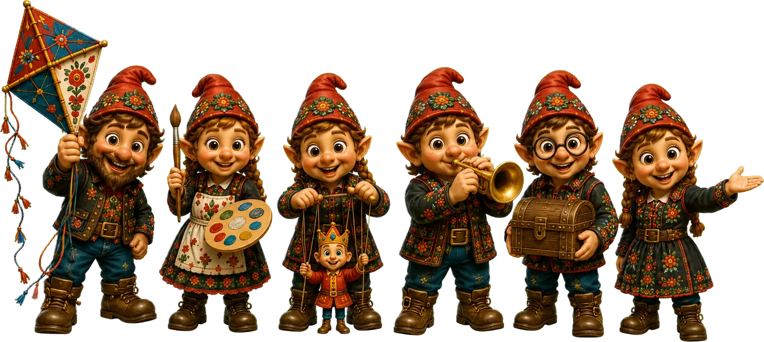Grupo completo de seis Krasnale de Wrocław